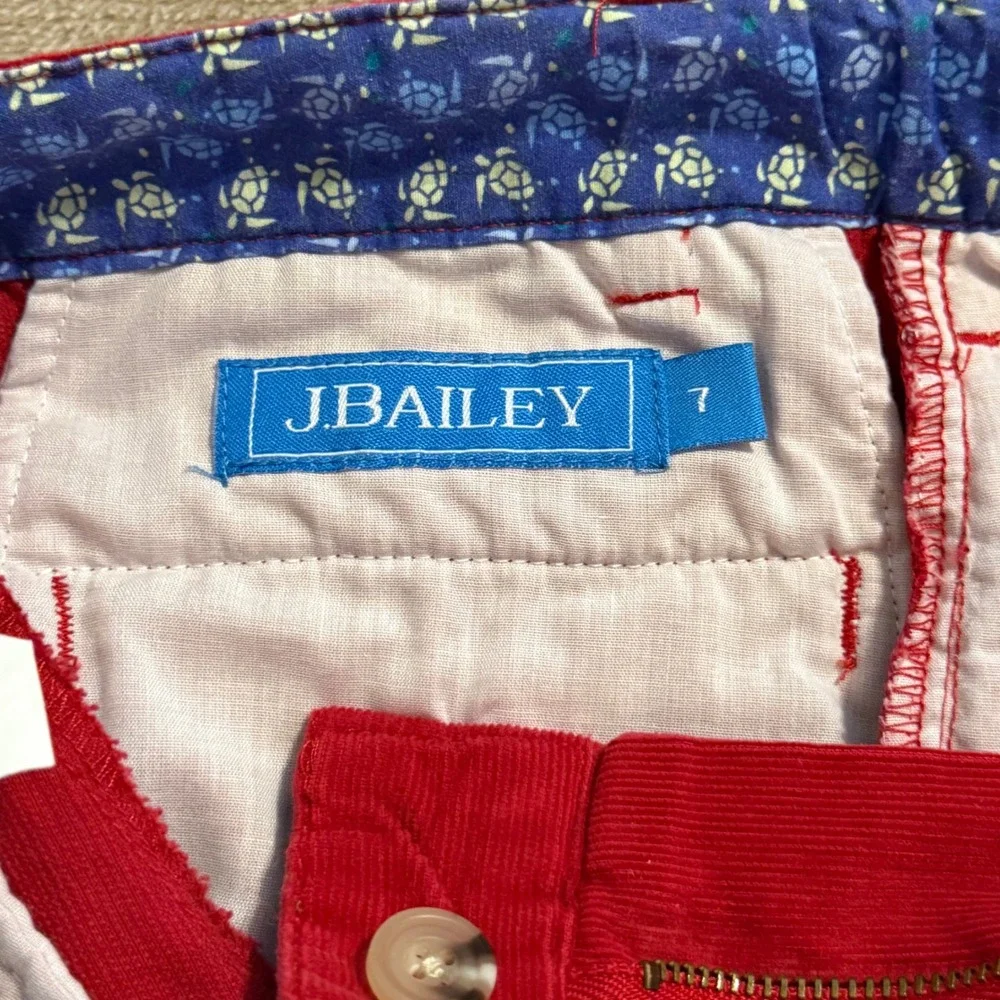 J. Bailey Boys Red Corduroy Pants Champ-22F Straight Leg Size 7